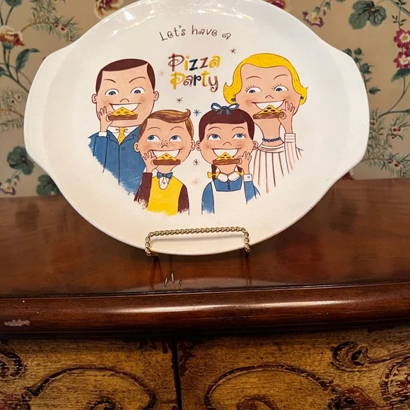 RARE Vintage Antique 1960's NAPCO Let's Have A Pizza Party Platter